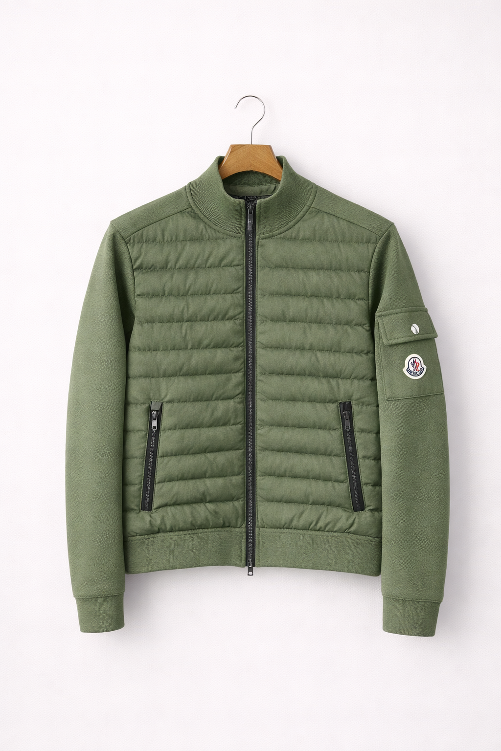 Moncler hybride jas groen