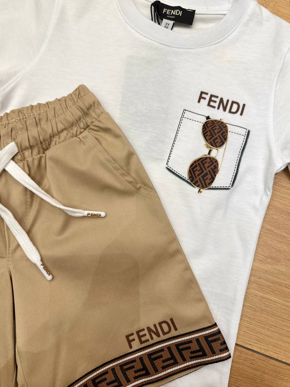 Fendi Zomersetje kids wit beige