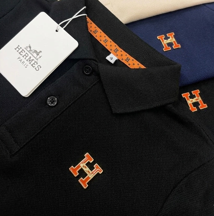 Hermes Polo zwart logo borst