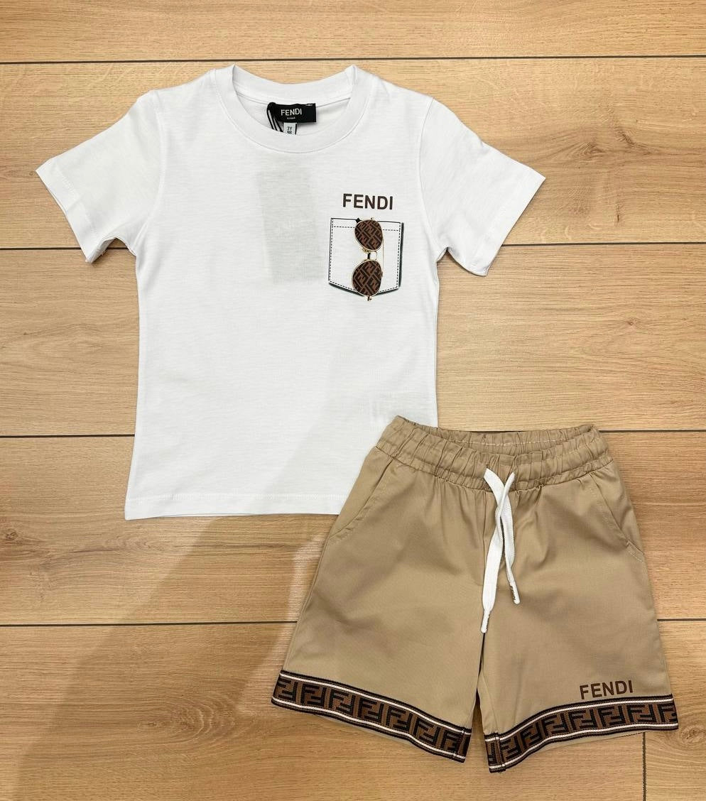 Fendi Zomersetje kids wit beige