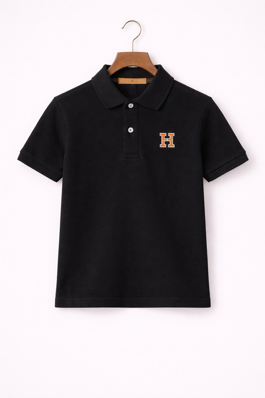 Hermes Polo zwart logo borst