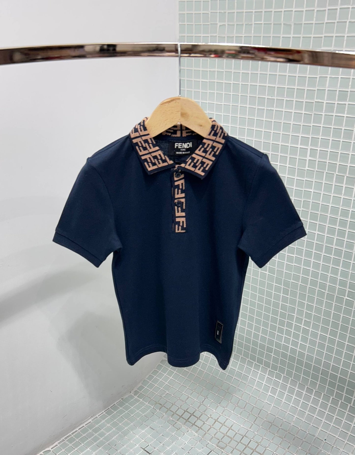 Fendi polo blauw kraag