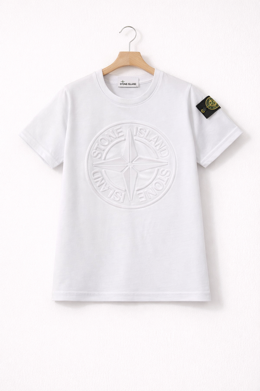Stone Island t-shirt dubbel logo wit