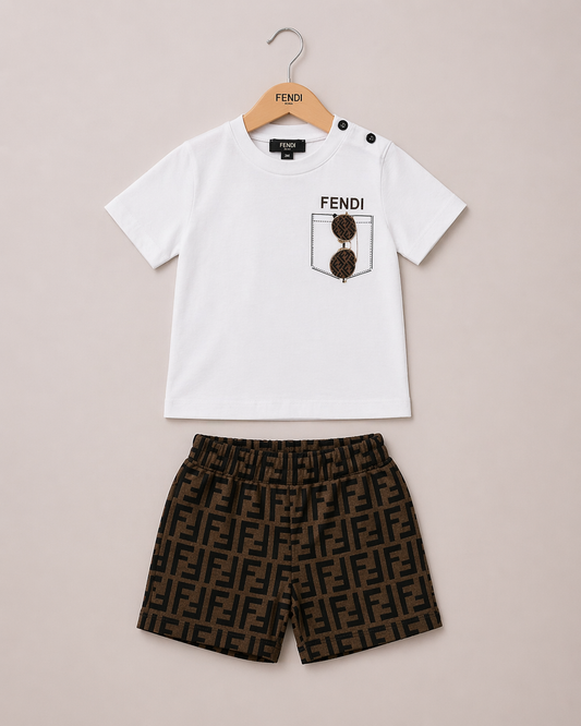Fendi Zomersetje baby wit bruin