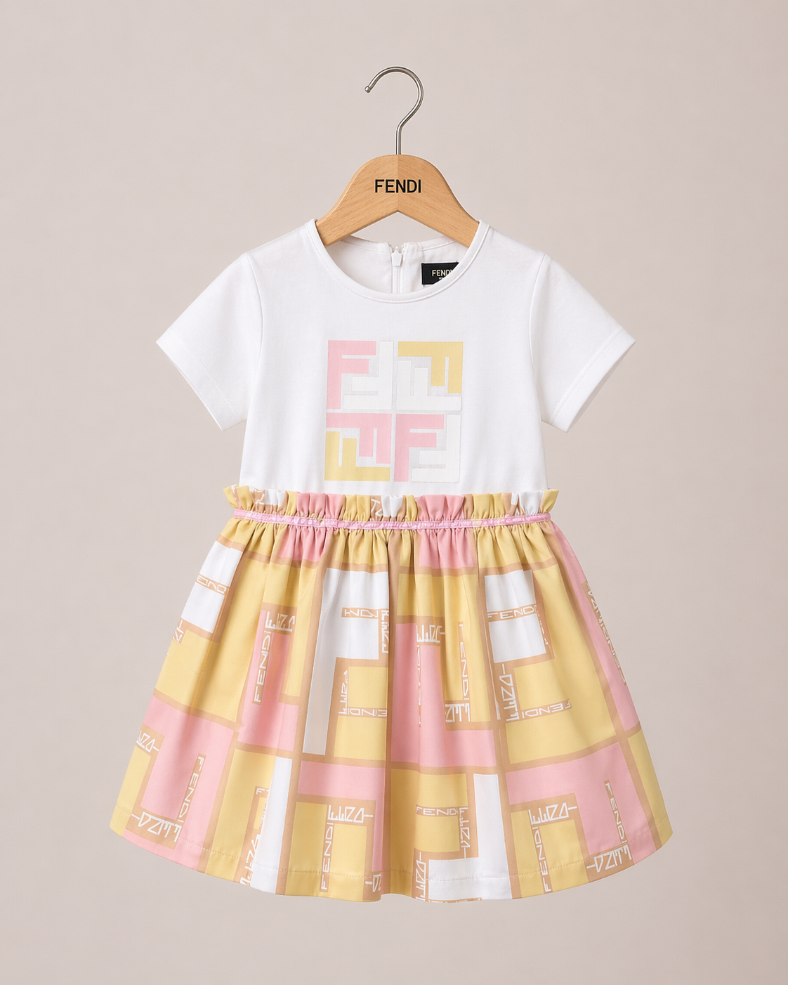 Fendi jurkje kids wit roze