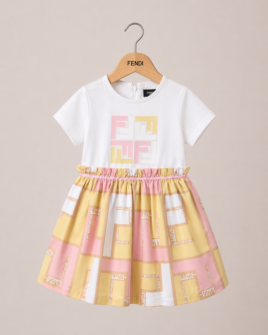 Fendi jurkje kids wit roze