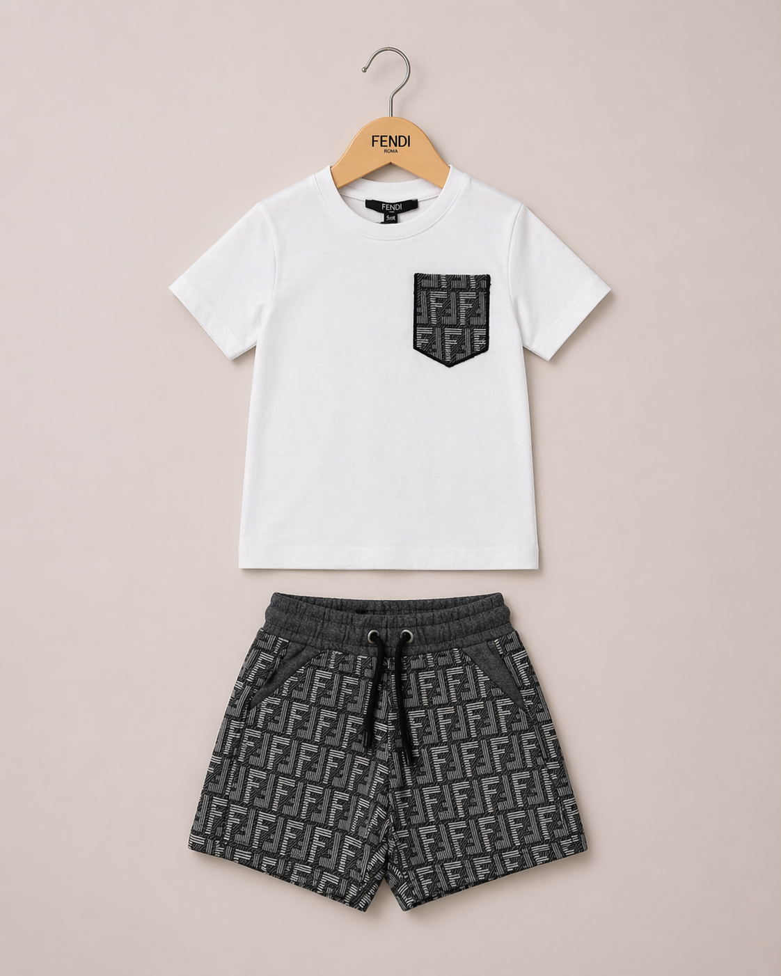Fendi Zomersetje kids wit grijs