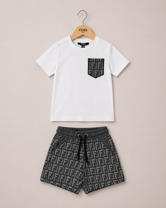 Fendi Zomersetje kids wit grijs