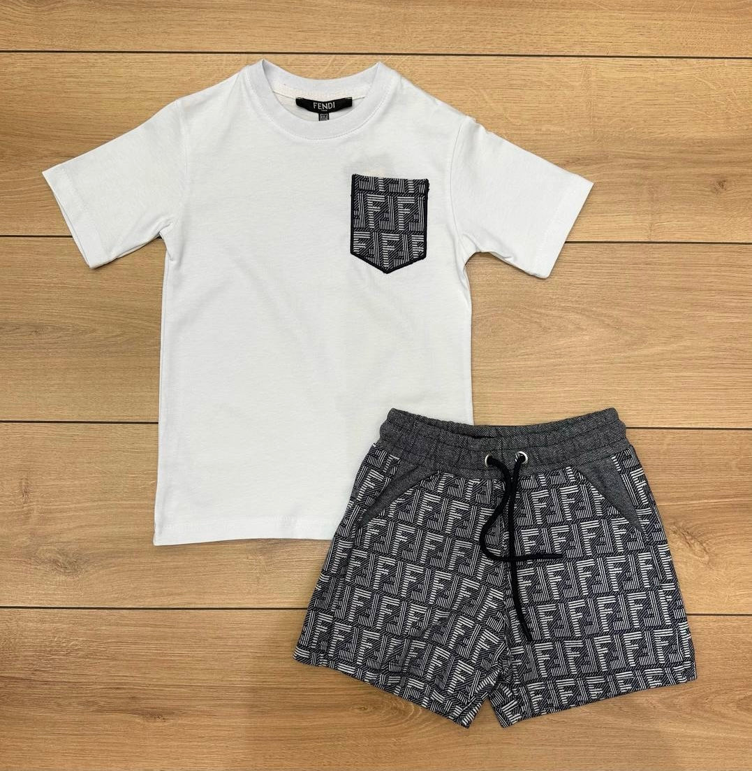 Fendi Zomersetje kids wit grijs