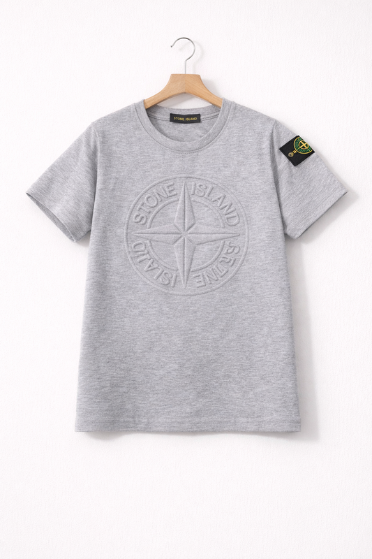 Stone Island t-shirt dubbel logo grijs
