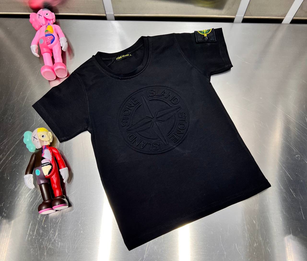 Stone Island t-shirt dubbel logo zwart