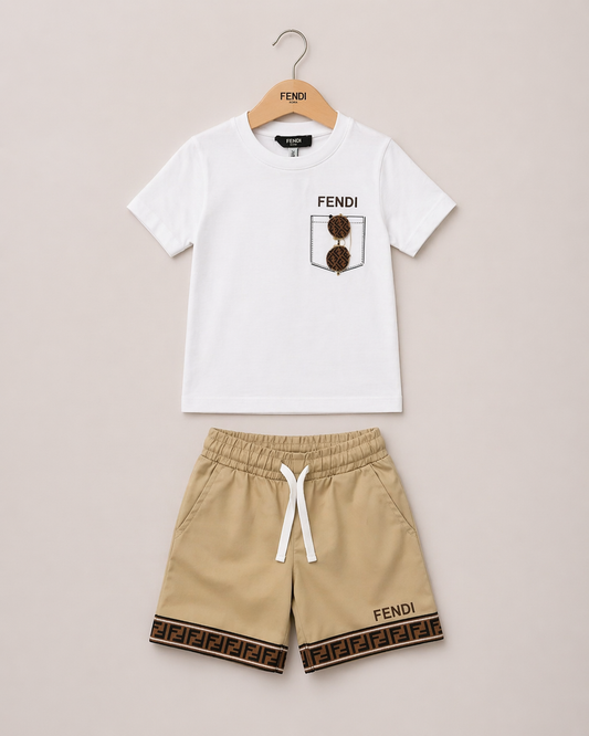 Fendi Zomersetje kids wit beige