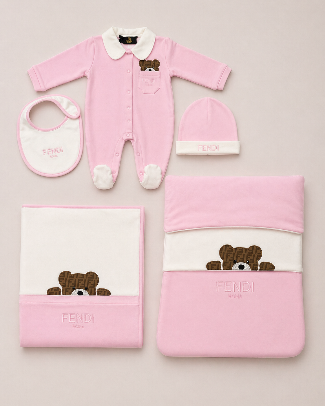 Fendi Newborn set roze 5 pcs