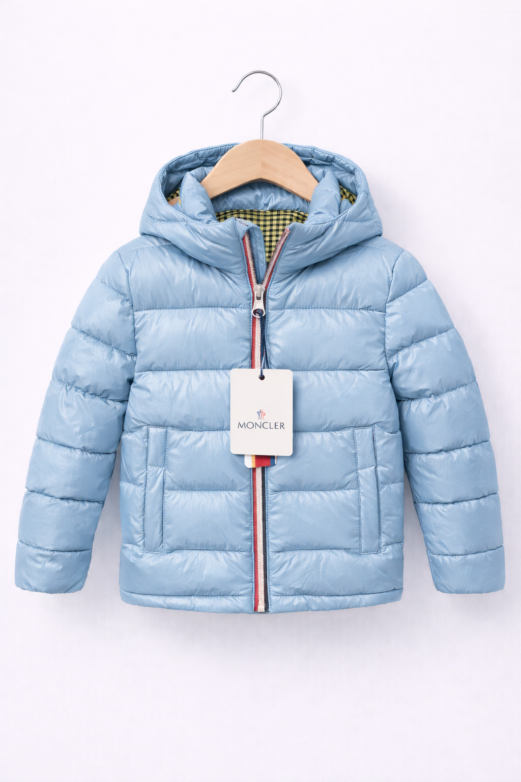 Moncler winterjas lichtblauw