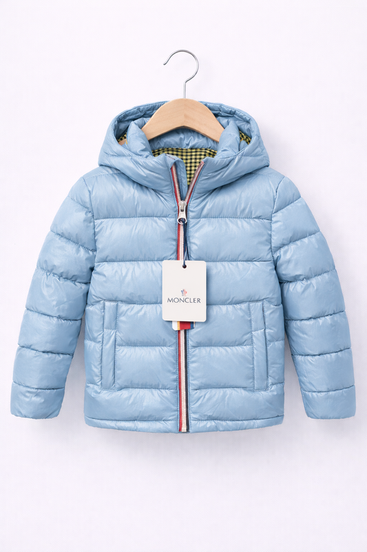 Moncler winterjas lichtblauw