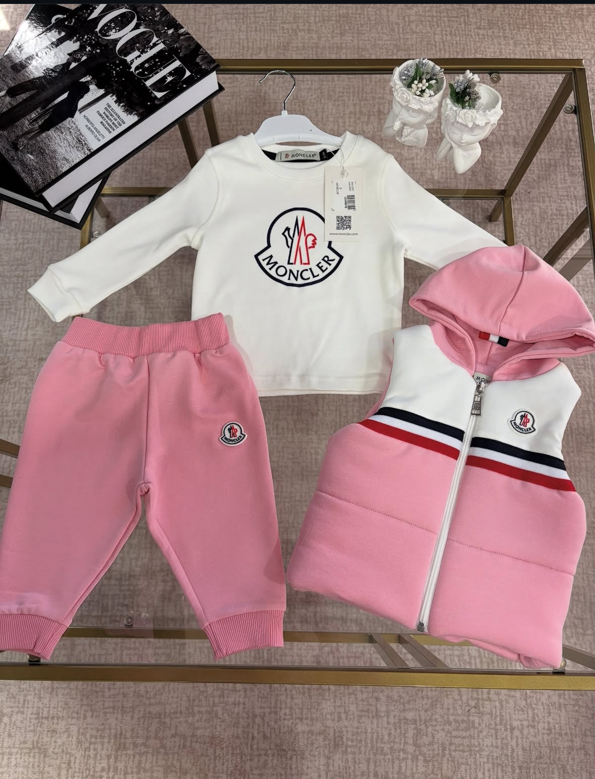 Moncler 3-delige set roze