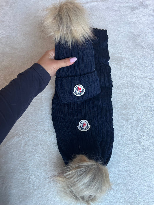 Moncler muts+sjaal set blauw
