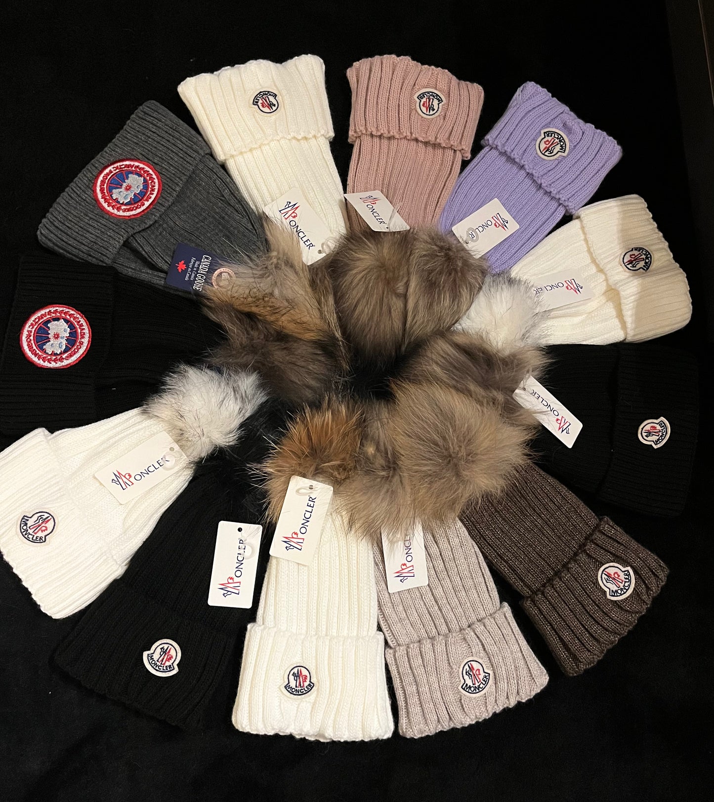 Moncler muts bont lila